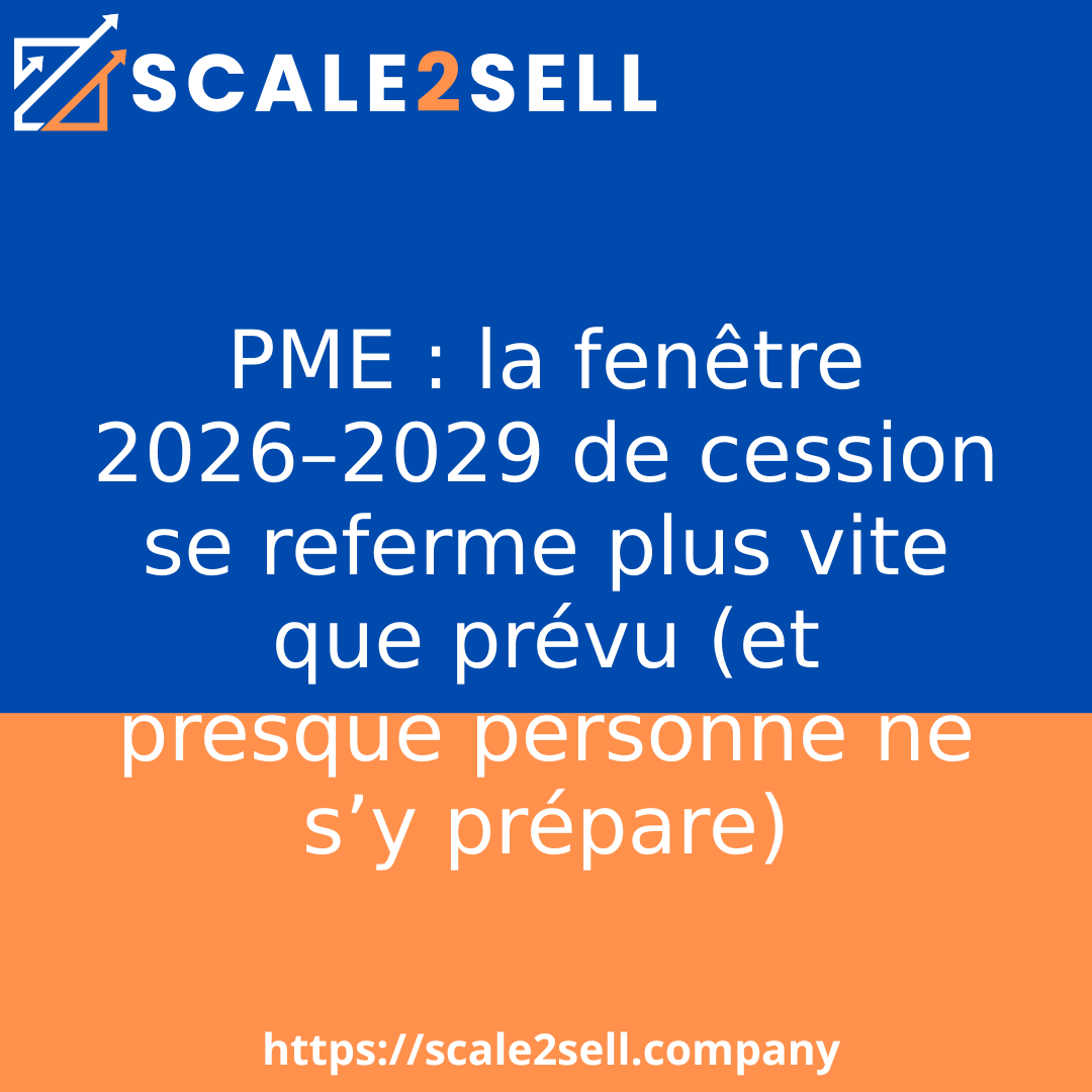 PME : la fenêtre 2026–2029 de cession se referme plus vite que prévu (et presque personne ne s’y prépare) episode artwork